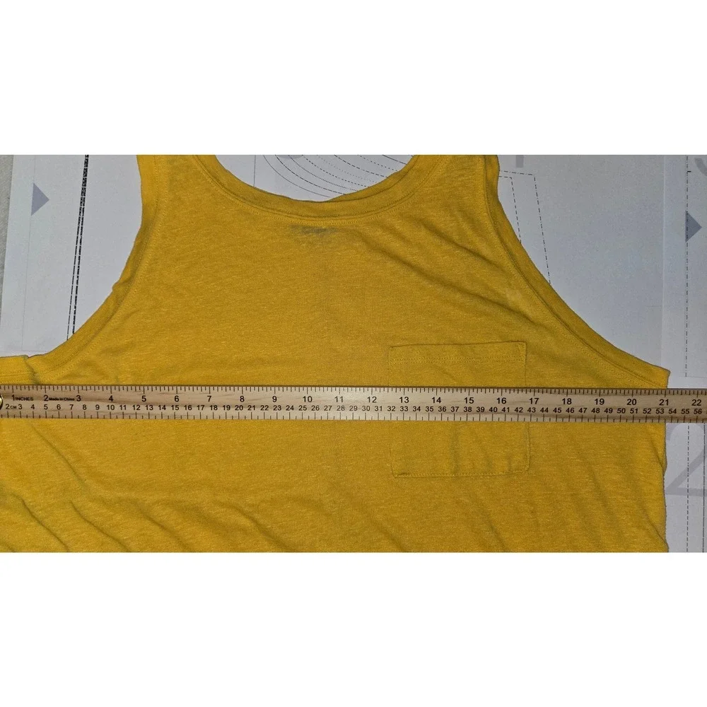 Torrid Womens Mustard Yellow Linen Blend Pocket Tank Top Size 1